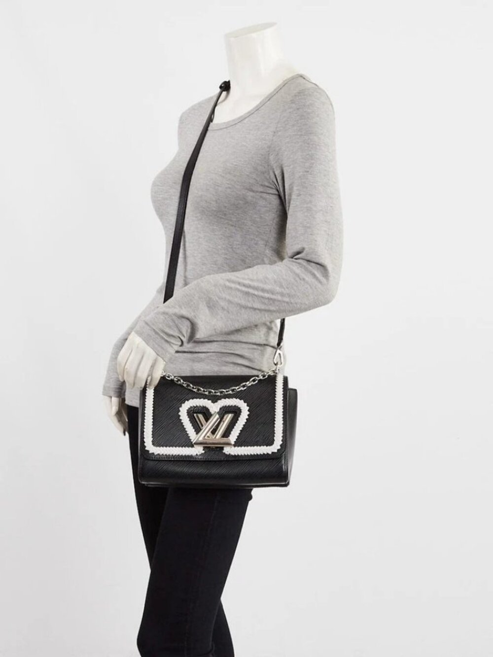 Louis Vuitton Black Epi Leather Whipstitch Heart Twist MM Bag